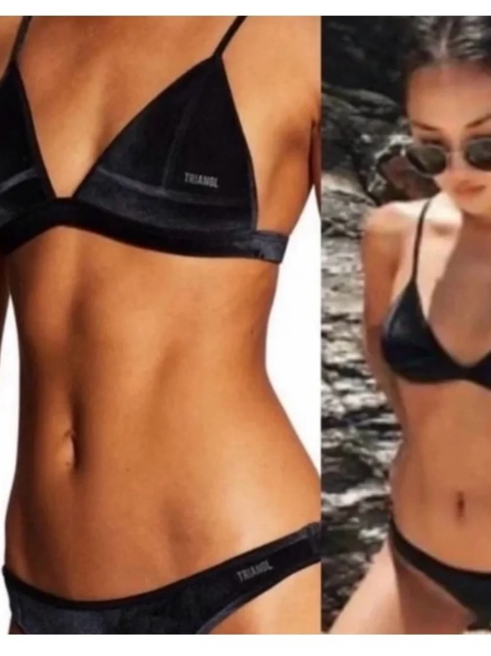 triangl swimwear Black Women's triangl swimweare Velvet Bikini Top